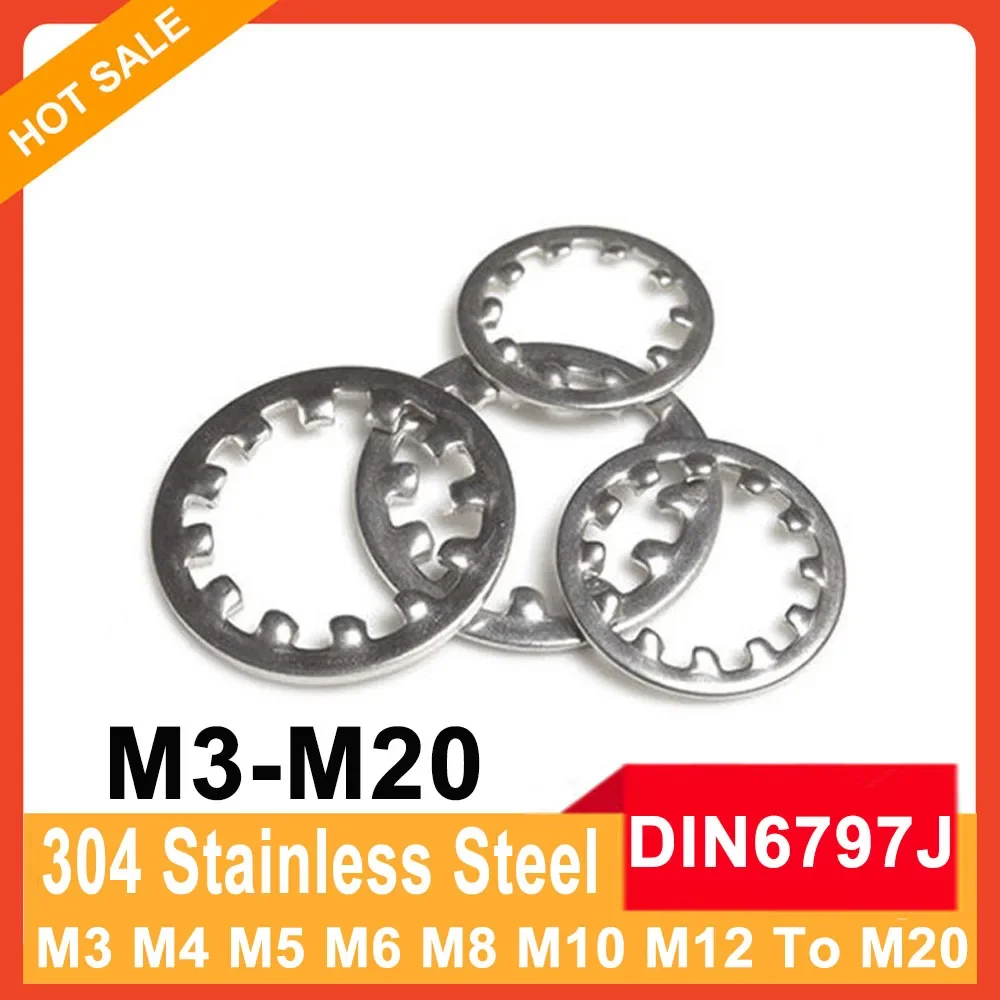 

DIN6797J Internal Toothed Gasket Washer Lock Washer Internal Locking Washers Stainless Steel M3 M4 M5 M6 M8 M10 M12 M14 M16 M20