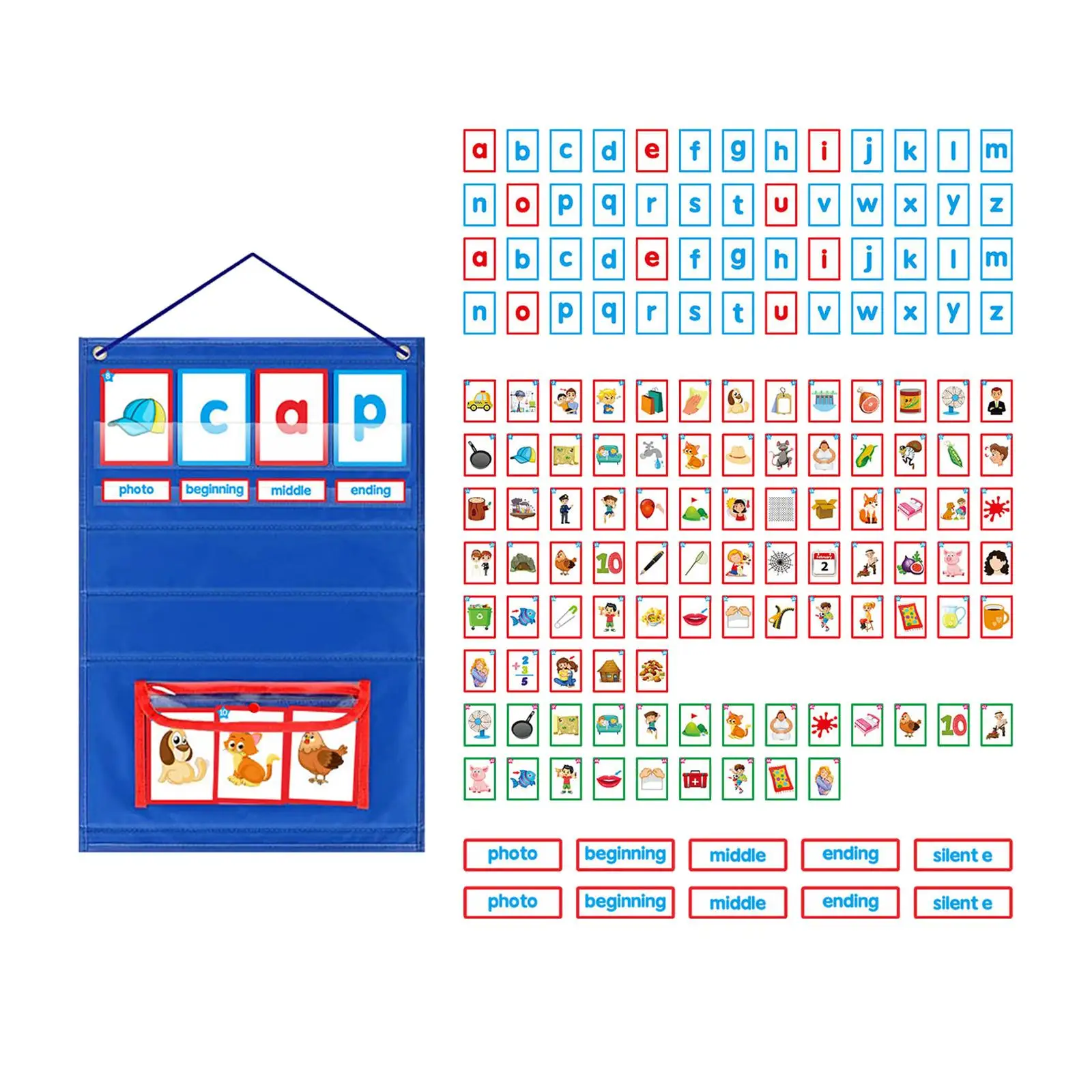 

Word Building Pocket Chart Teaching Material Letter Learning Cards Word Reading and Spelling for groups Preschool Kindergarten