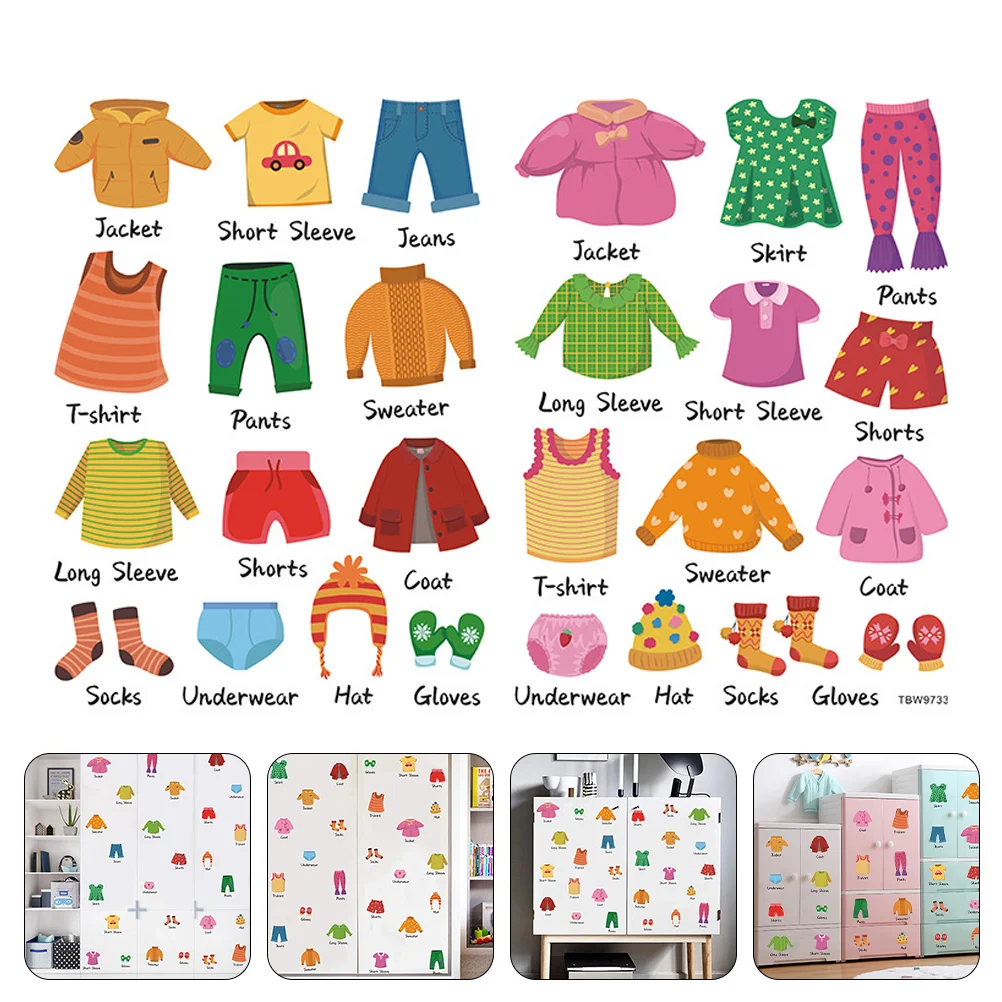 

Girls Clothes Clothing Classification Stickers Sort Category Dresser Decals Label Household Wardrobe Lable Kids Child