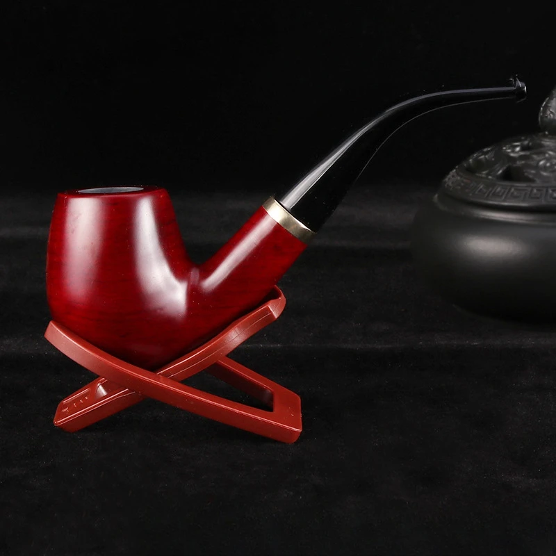 

High Quality Redwood Wood Pipes Activated Carbon Double Filter Smoking Pipe Herb Tobacco Pipe Cigar Grinder