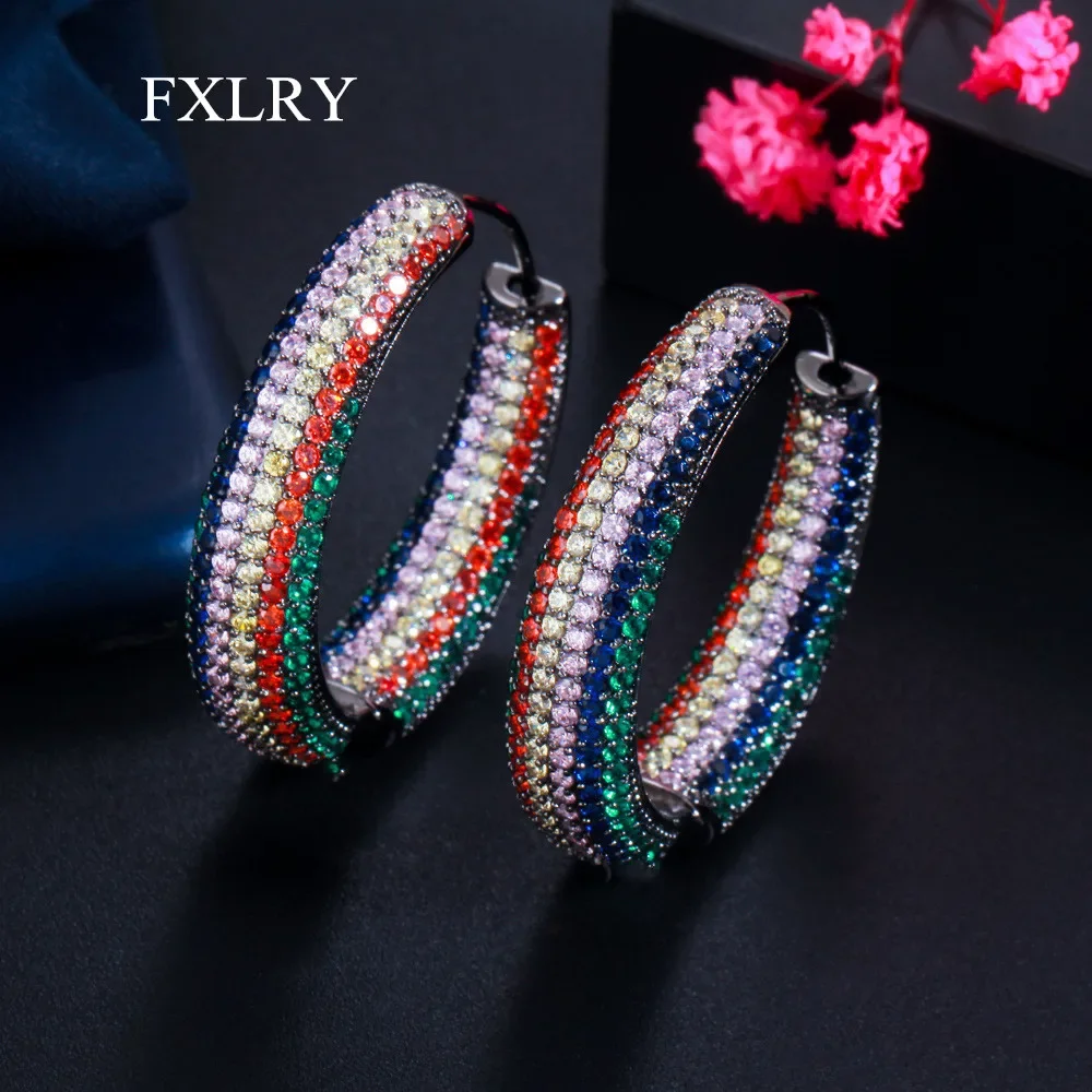 FXLRY Luxury Cubic Zircon mix Round shape Big Hoop Earrings for Women Wedding Crystal CZ Party Jewelry
FXLRY Luxury Cubic Zircon mix Round shape Big Hoop Earrings for Women Wedding Crystal CZ Party Jewelry