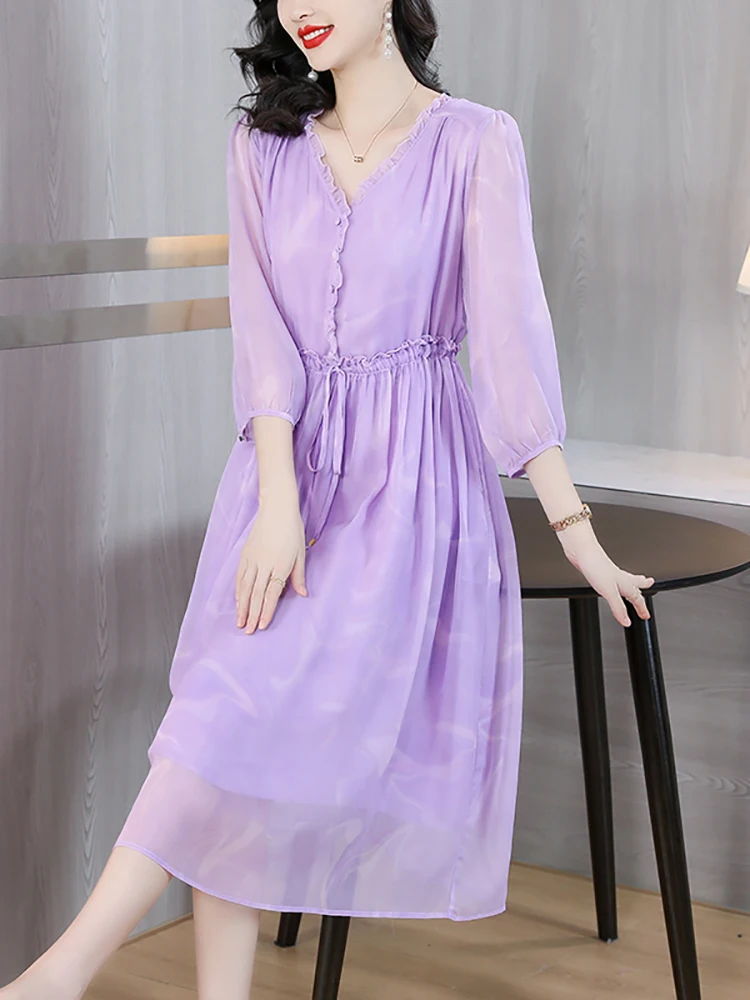 Purple Silk Elegant Bandage Long Dress for Ladies Summer Fashion Ruffled V-Neck Casual Home Dress 2023 Korean Bodycon Prom Dress
Purple Silk Elegant Bandage Long Dress for Ladies Summer Fashion Ruffled V-Neck Casual Home Dress 2023 Korean Bodycon Prom Dress