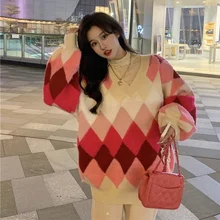 Autumn and Winter New Style Rhombus Lazy Wind Wild Casual Fashion Trend V-neck Sweater Plus Velvet Thick Thick Top
Autumn and Winter New Style Rhombus Lazy Wind Wild Casual Fashion Trend V-neck Sweater Plus Velvet Thick Thick Top