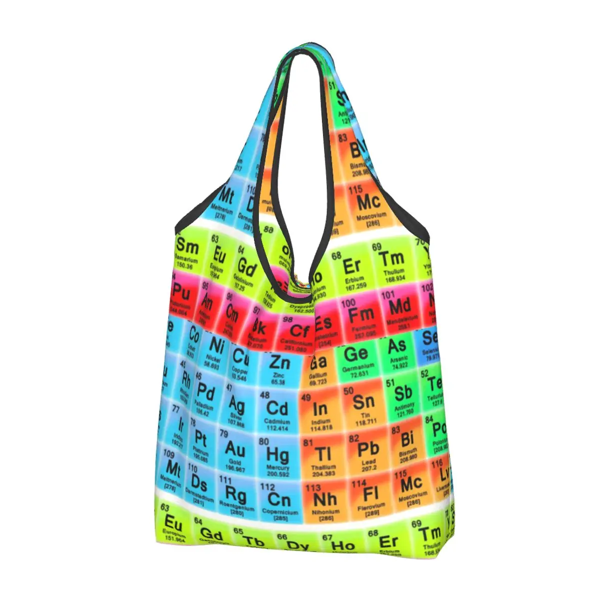 

Custom Elements Periodic Table Shopping Bags Women Portable Big Capacity Grocery Science Chemistry Chemical Shopper Tote Bags