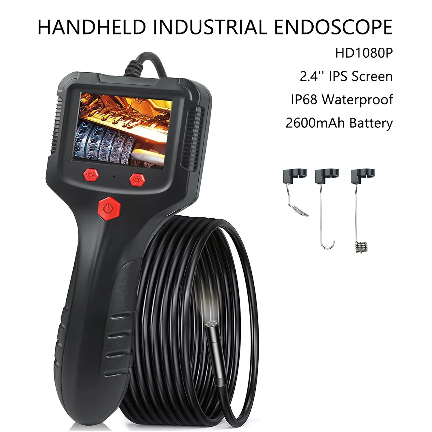 

O50 Handheld Industrial Endoscope Camera HD1080P 10m/15m Cable Pipe Sewer Inspection Borescope IP68 Waterproof LEDs 2600mAh