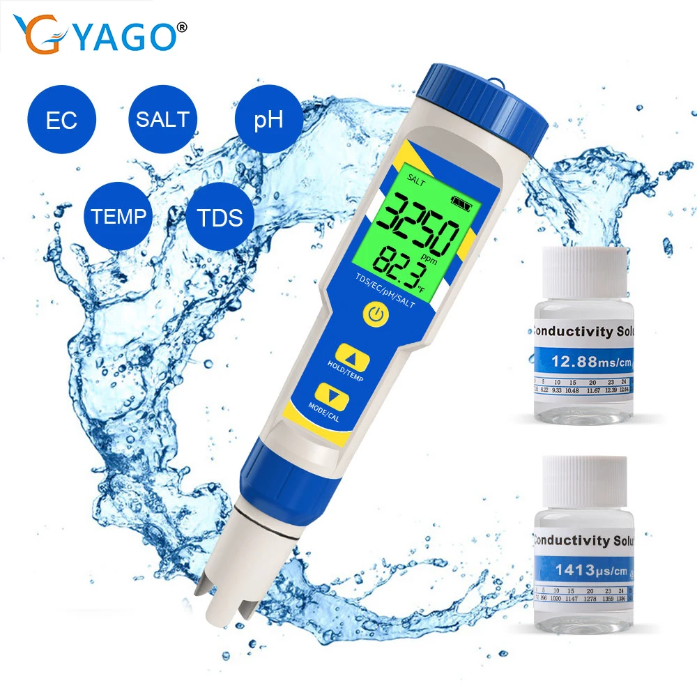 Digital Aquariums Meter Water Quality Monitor Tester 5 in 1 TDS/EC/PH/Salinity/Temperature Tester for Hydroponic Drinking Water
Digital Aquariums Meter Water Quality Monitor Tester 5 in 1 TDS/EC/PH/Salinity/Temperature Tester for Hydroponic Drinking Water
