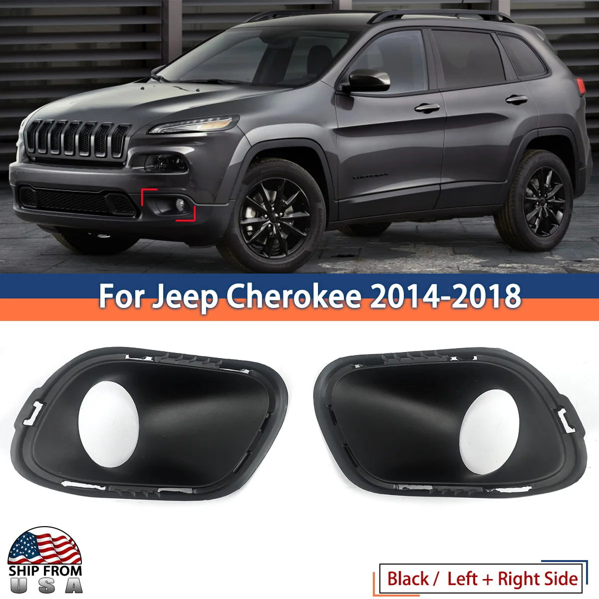 2PCS Bumper Fog Light Lamp Cover Bezel For Jeep Cherokee 2014-2018 Left & Right Car Accessories 68203221AA / 68203220AA
2PCS Bumper Fog Light Lamp Cover Bezel For Jeep Cherokee 2014-2018 Left & Right Car Accessories 68203221AA / 68203220AA