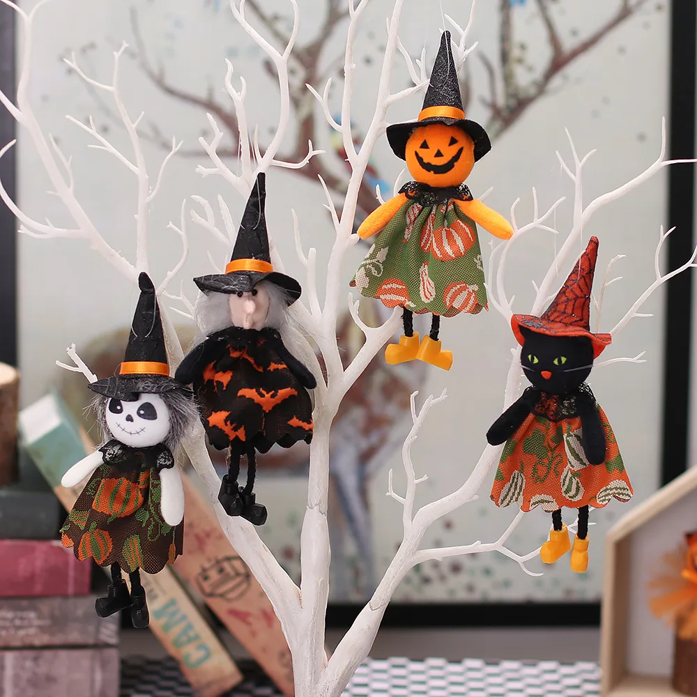 Halloween decorations, top hat, black cat, pumpkin, witch, white ghost pendant, party atmosphere, props
Halloween decorations, top hat, black cat, pumpkin, witch, white ghost pendant, party atmosphere, props
