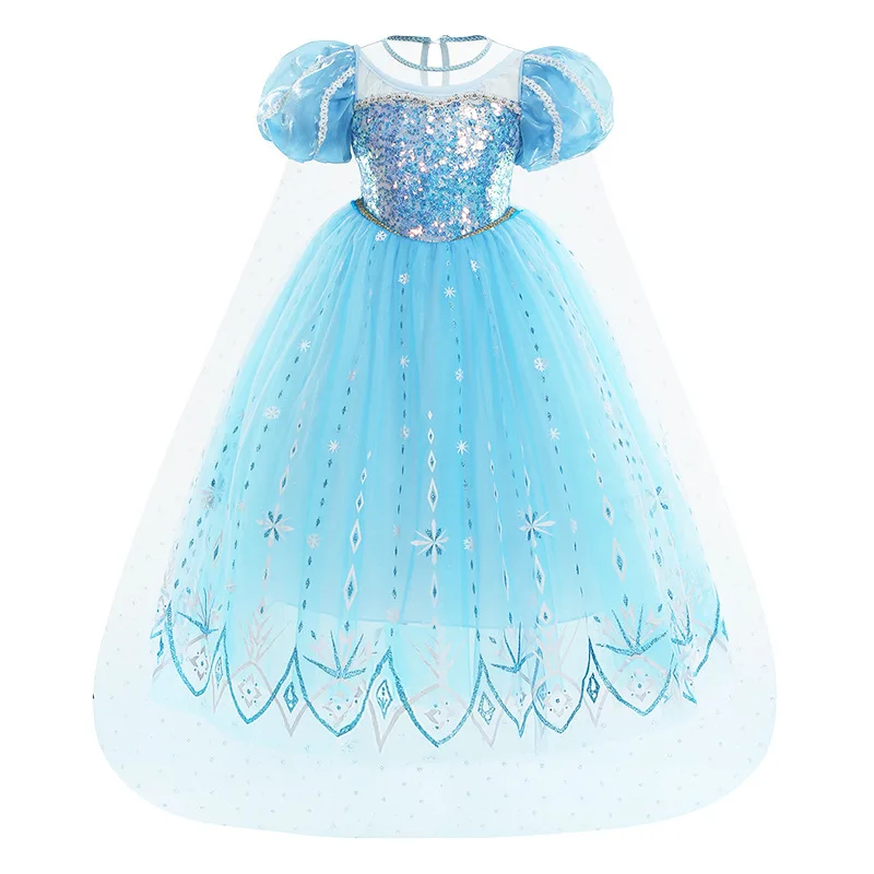 

Снежная королева 2024 платье для девочек Эльза Косплей Синий симпатичный костюм карнавал женское платье для выпускного вечера детская одежда замороженное платье принцессы