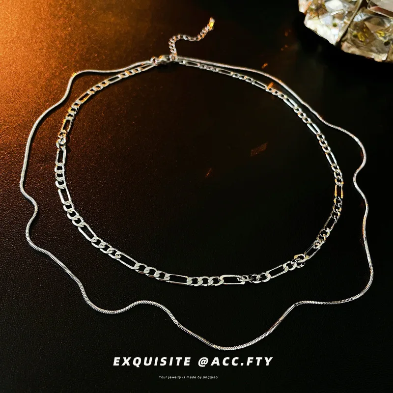 Double Layer Twin Cold Metallic Chain Necklace European and American Geometric Clavicle Chain Necklace Women
Double Layer Twin Cold Metallic Chain Necklace European and American Geometric Clavicle Chain Necklace Women