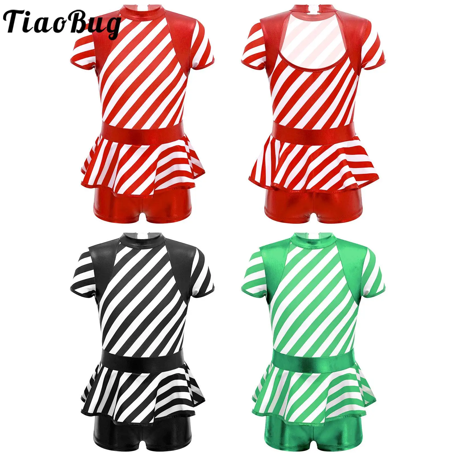 Tiaobug Kids Girls 6-16 3 Striped Christmas Dress Up Leotards Jumpsuit Short Sleeves Cutout Ruffle Stage Performance Costumes
Tiaobug Kids Girls 6-16 3 Striped Christmas Dress Up Leotards Jumpsuit Short Sleeves Cutout Ruffle Stage Performance Costumes