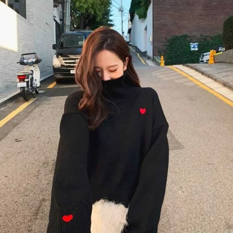 Pullover Women's Sweater Black Cute Gigh Neck Jerseys Knit Tops for Woman Embroidered Turtleneck Kawaii Tall Clothing Economics
Pullover Women's Sweater Black Cute Gigh Neck Jerseys Knit Tops for Woman Embroidered Turtleneck Kawaii Tall Clothing Economics