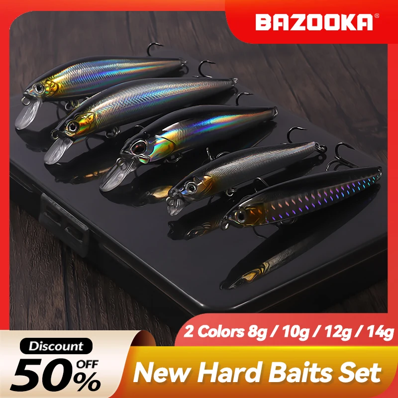 Bazooka 5PCS 14g Sinking Fishing Lure Set Floating Minnow Hard Bait Jerkbait Carkbait Wobbler Swimbait Bass Pike Trout Winter
Bazooka 5PCS 14g Sinking Fishing Lure Set Floating Minnow Hard Bait Jerkbait Carkbait Wobbler Swimbait Bass Pike Trout Winter