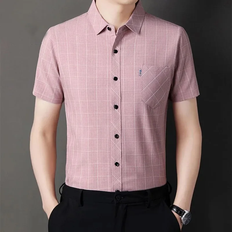 New Male Clothes Turn-down Collar Pockets Printing Single Breasted Short Sleeve Men Slim Business Tops Shirts and Blouses 2024
New Male Clothes Turn-down Collar Pockets Printing Single Breasted Short Sleeve Men Slim Business Tops Shirts and Blouses 2024