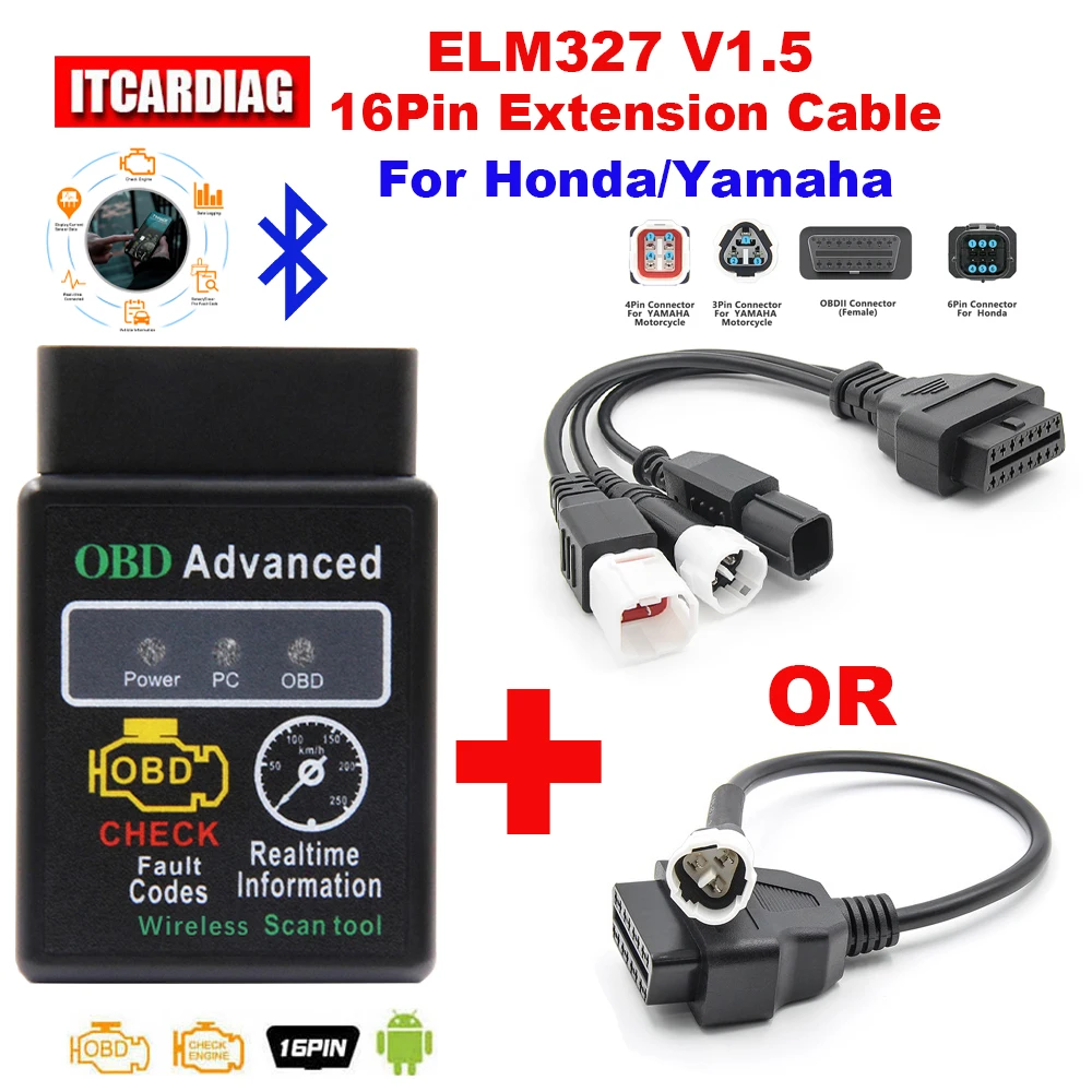 ELM327 V1.5 Bluetooth для мотоцикла Yamaha y15 EFI для мотоцикла Honda 3 + 4 + 6pin к 16pin OBD2 кабель ELM 327 Диагностика неисправностей
ELM327 V1.5 Bluetooth для мотоцикла Yamaha y15 EFI для мотоцикла Honda 3 + 4 + 6pin к 16pin OBD2 кабель ELM 327 Диагностика неисправностей