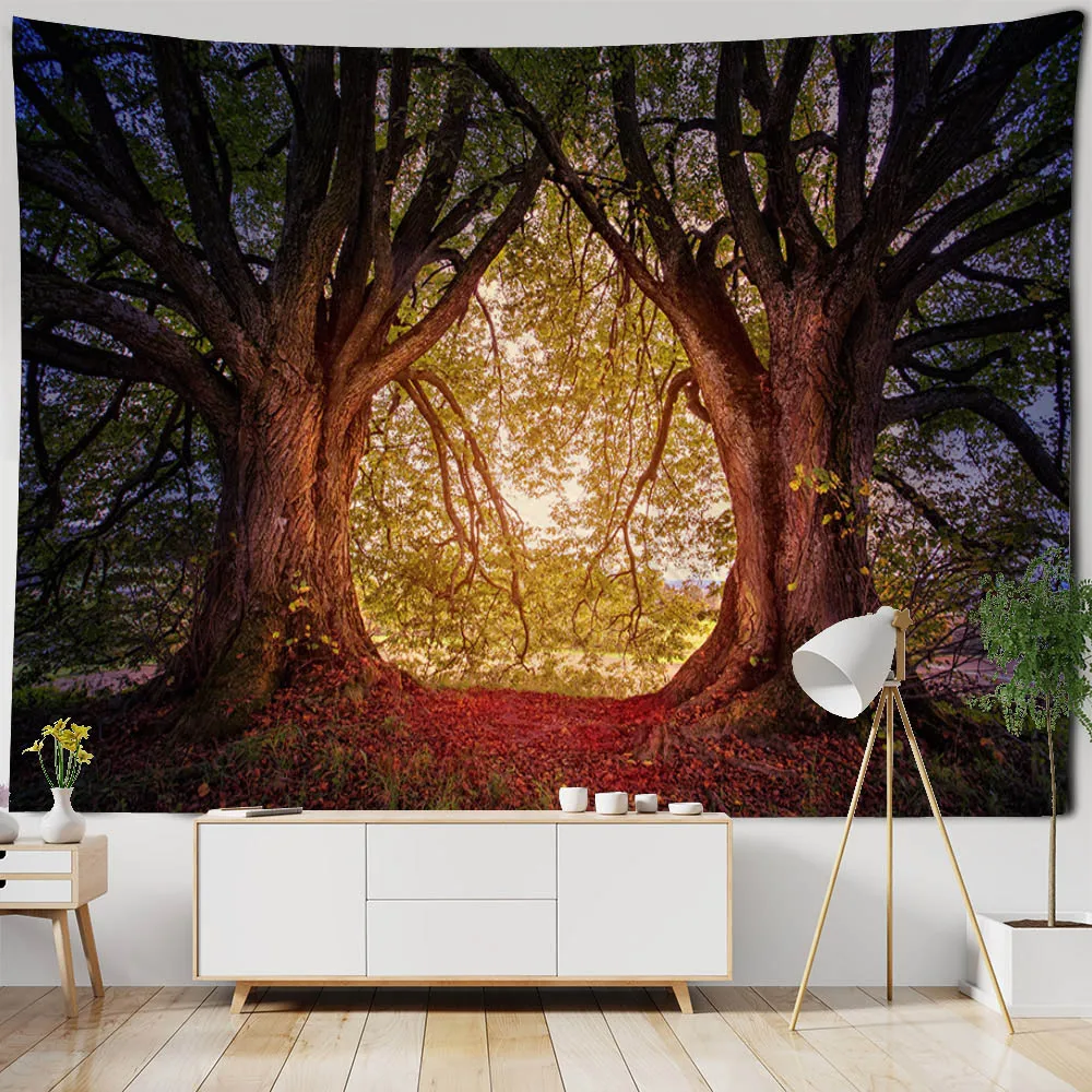 

Forest landscape tapestry, natural scenery garden wall hanging cloth, home, living room, bedroom, dormitory decoration tapestry