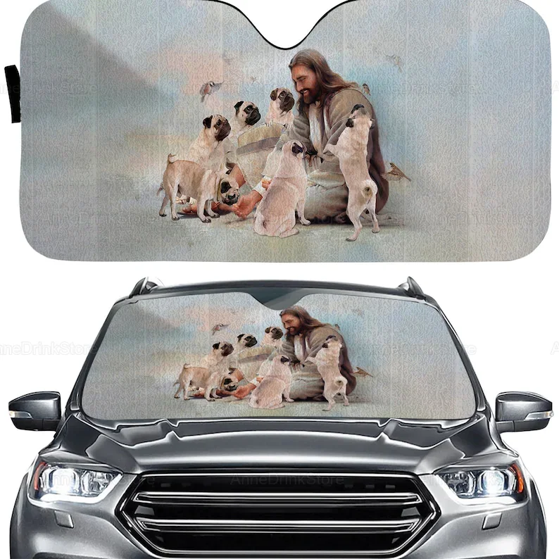 Jesus And Pug Funny Car Sunshade, Dog Car Accessories, Pug Car Decor, Jesus Car Decoration, Gift For Him, Fathers Gift PHT172201
Jesus And Pug Funny Car Sunshade, Dog Car Accessories, Pug Car Decor, Jesus Car Decoration, Gift For Him, Fathers Gift PHT172201