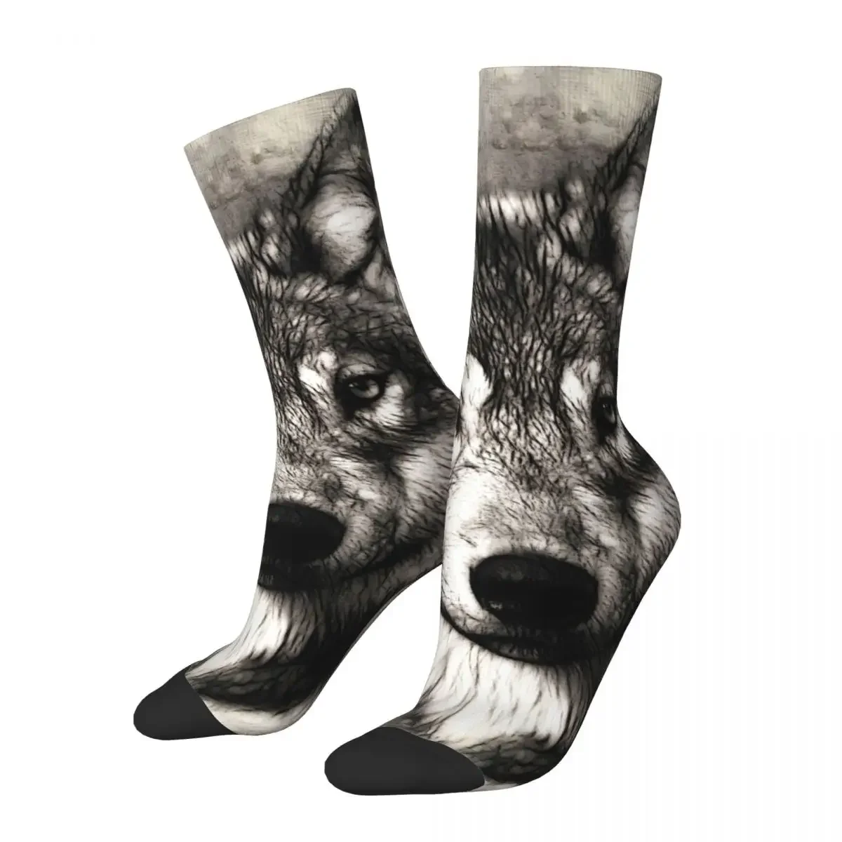 

Funny Crazy Sock for Men Wolf Hip Hop Vintage Happy Breathable Seamless Pattern Printed Boys Crew Sock Novelty Gift