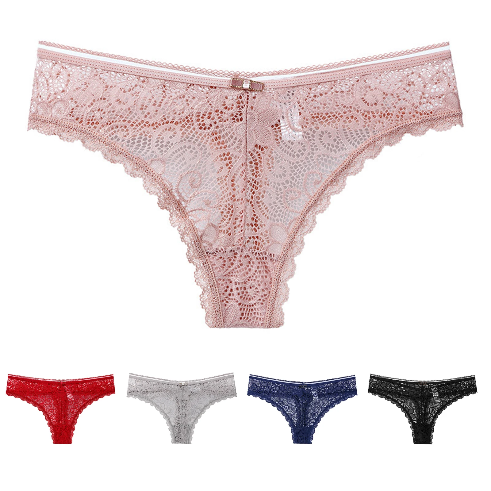Sous-vêtements sexy en dentelle pour femmes, tongs taille basse, couleur unie, sans couture, pour sexe, nouvelle collection 1