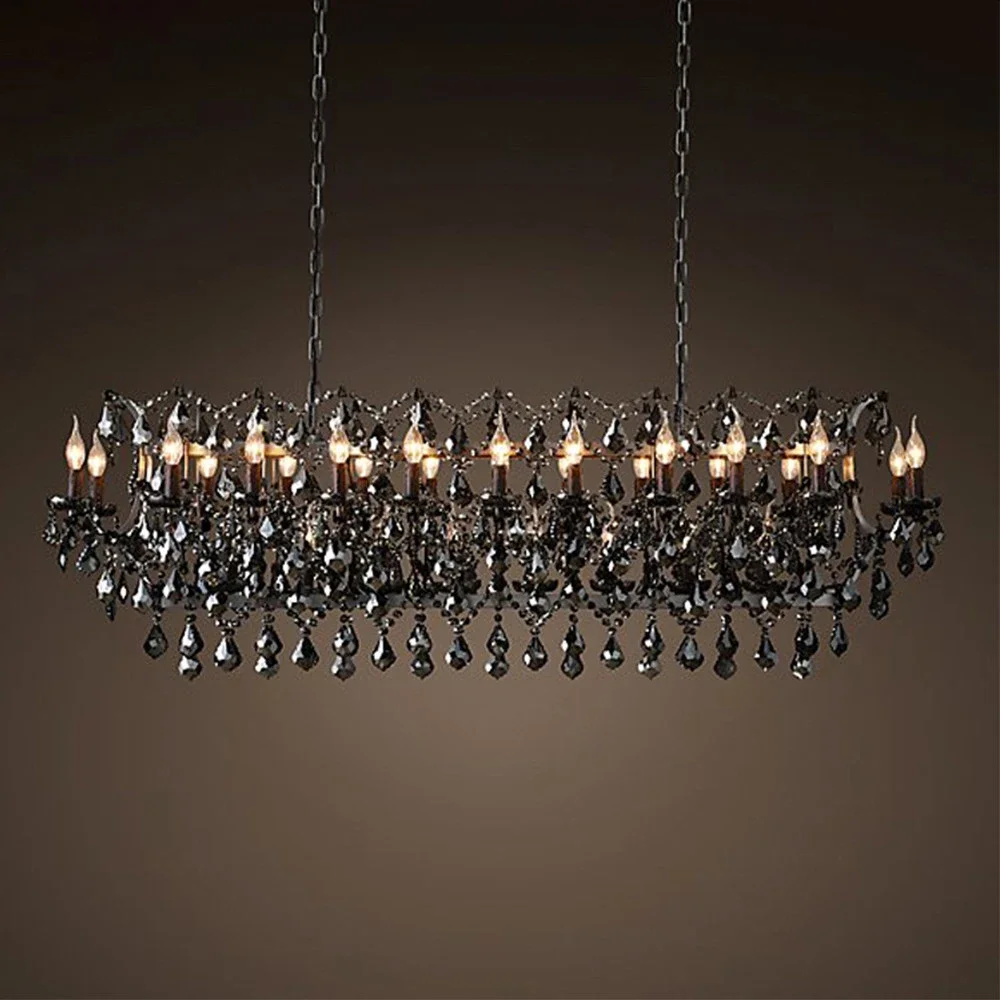 American Candle Holder Crystal Rectangle Chandelier Vintage Black Candle Chandelier LED Smoke Crystal Lamp For Dining Room
American Candle Holder Crystal Rectangle Chandelier Vintage Black Candle Chandelier LED Smoke Crystal Lamp For Dining Room
