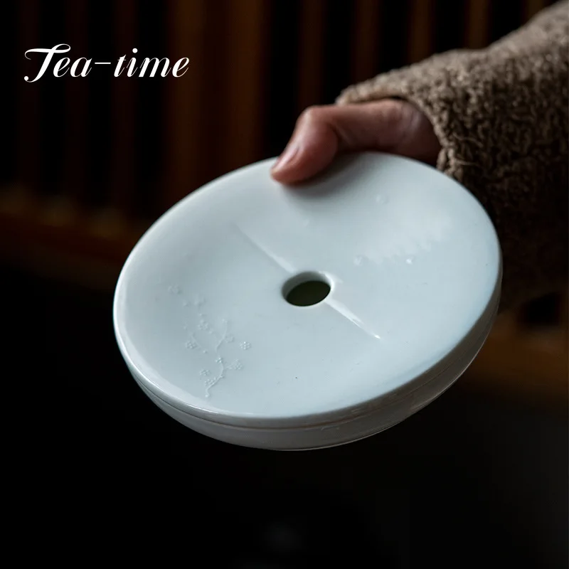 

Antique Celadon Carving Art Pot Bearing Suport Cup Holder Handmade Japanese Dry Brewing Table Household Tea Ceremony Accessories