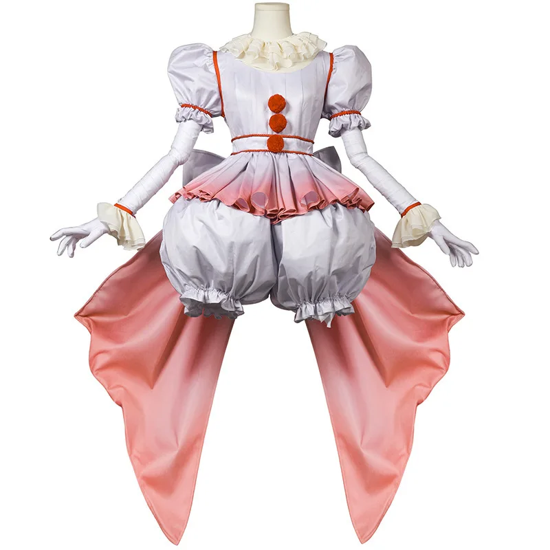 

Halloween Cosplay Pennywise Costume Fantasy Clown Dress Up Outfit for Women Girls Horror Movie IT Top Shorts Props