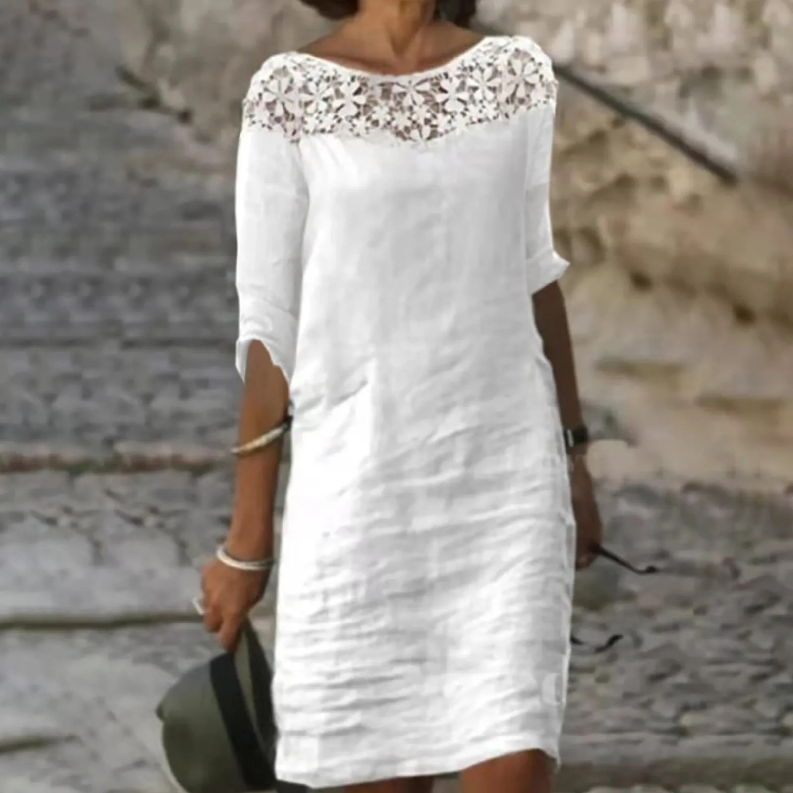Women Summer Dress Middle Sleeve Lace Neck Casual Dress Mini Dress Boho Beach Loose Elegant MIdi Sundress Woman Summer Dresses
Women Summer Dress Middle Sleeve Lace Neck Casual Dress Mini Dress Boho Beach Loose Elegant MIdi Sundress Woman Summer Dresses