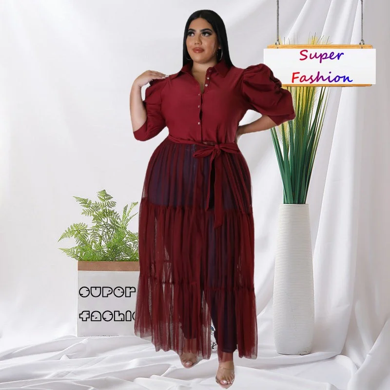 WSFEC L-5XL 2023 Spring Summer Women Clothing Plus Size Dresses Chiffon Bubble Sleeves Patchwork Mesh Shirt Dress Female Outfits
WSFEC L-5XL 2023 Spring Summer Women Clothing Plus Size Dresses Chiffon Bubble Sleeves Patchwork Mesh Shirt Dress Female Outfits