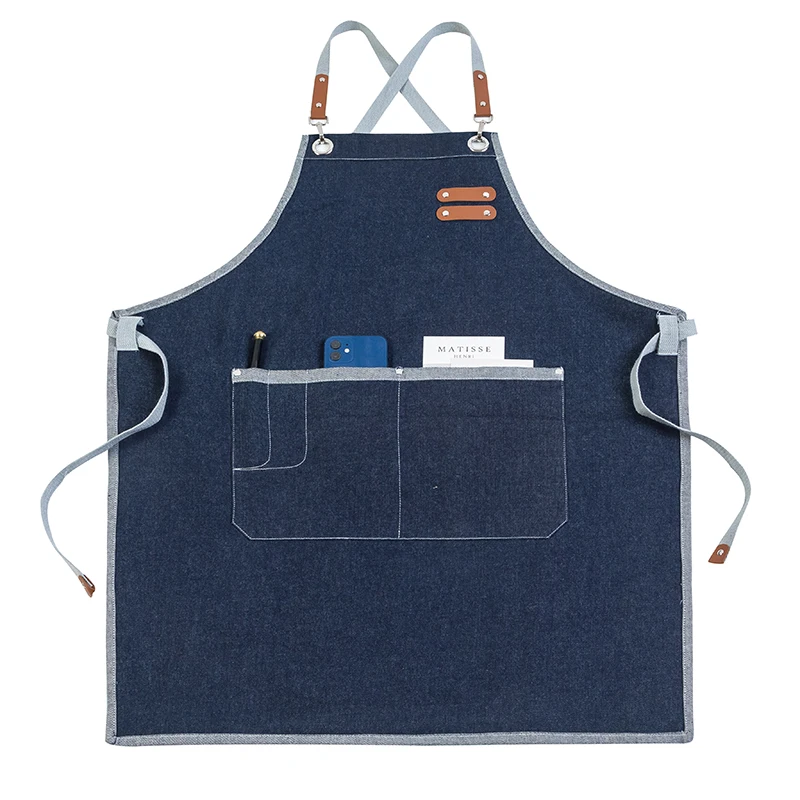 

New Fashion Canvas Kitchen Aprons For Woman Men Chef Work Apron For Grill Restaurant Bar Shop Cafes Beauty Nails Studios Uniform