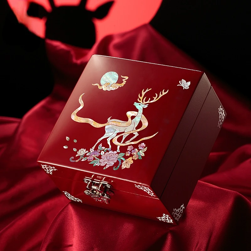 Jewelry Box Wooden Small Ornaments High-End Dowry Box Wedding Gift Exquisite Storage Box Hand Jewelry Three Gold Bracelet Box
Jewelry Box Wooden Small Ornaments High-End Dowry Box Wedding Gift Exquisite Storage Box Hand Jewelry Three Gold Bracelet Box