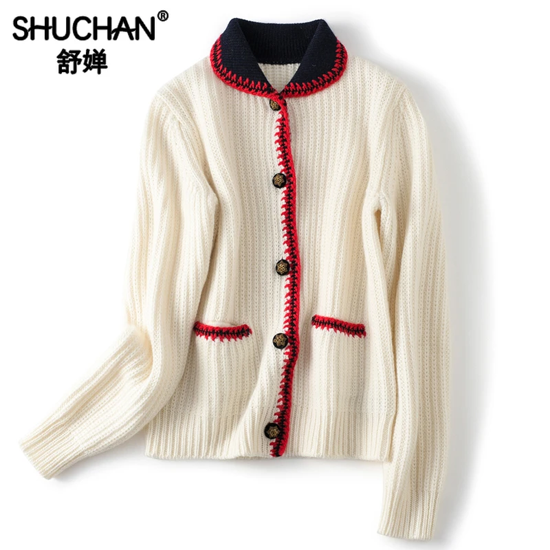 Preppy Style Thick Warm 100% Cashmere New Winter Sweater Women Cardigan Mujer Pockets Loose Fit Turn-down Collar
Preppy Style Thick Warm 100% Cashmere New Winter Sweater Women Cardigan Mujer Pockets Loose Fit Turn-down Collar