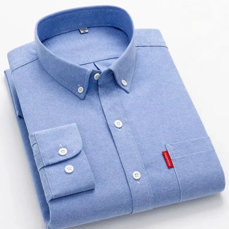 

Men's Long Sleeved Shirt Four Seasons Pure Cotton Casual Comfortable Classic Solid Color White-blue-pink Business Social Office