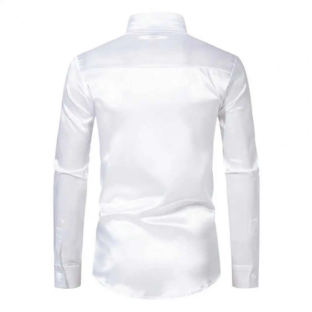 

Men Shirt Stylish Men's Silk-like Satin Shirts Long Sleeve Slim Fit Button Down for Business Formal Attire Men Long Sleeve Shirt
