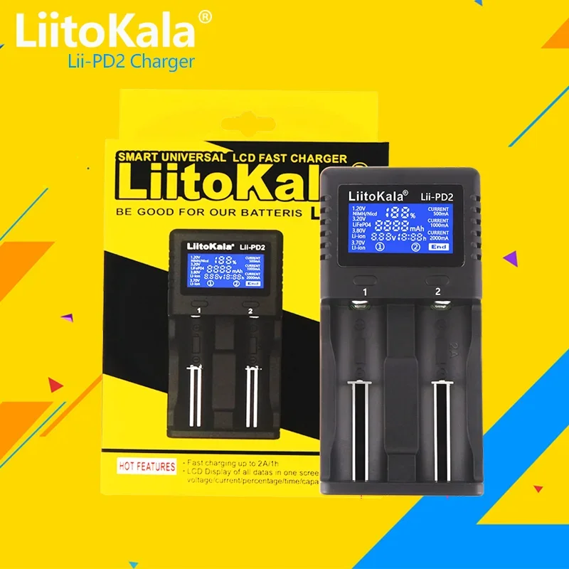 Зарядное устройство LiitoKala Lii-PD2 для литий-ионных аккумуляторов 3,7 в 18650/18500/16340/26650/21700 /20700/CR123A 18350 в
Зарядное устройство LiitoKala Lii-PD2 для литий-ионных аккумуляторов 3,7 в 18650/18500/16340/26650/21700 /20700/CR123A 18350 в