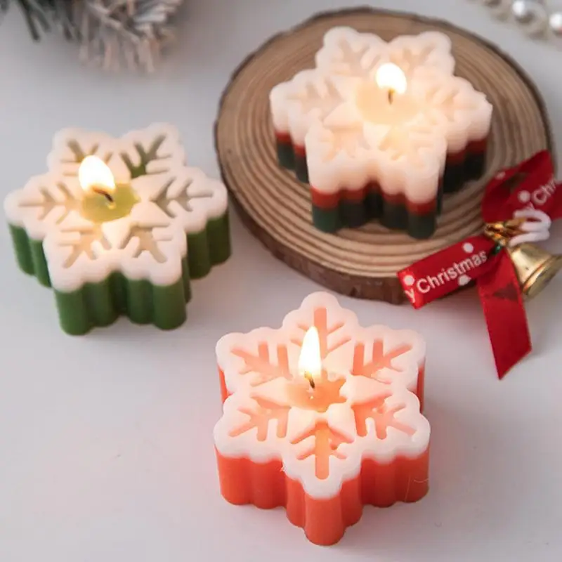 

Snowflake Shaped scented candles Christmas decor Smokeless Candle handmade Aromatherapy candles Xmas new year Gifts home decor