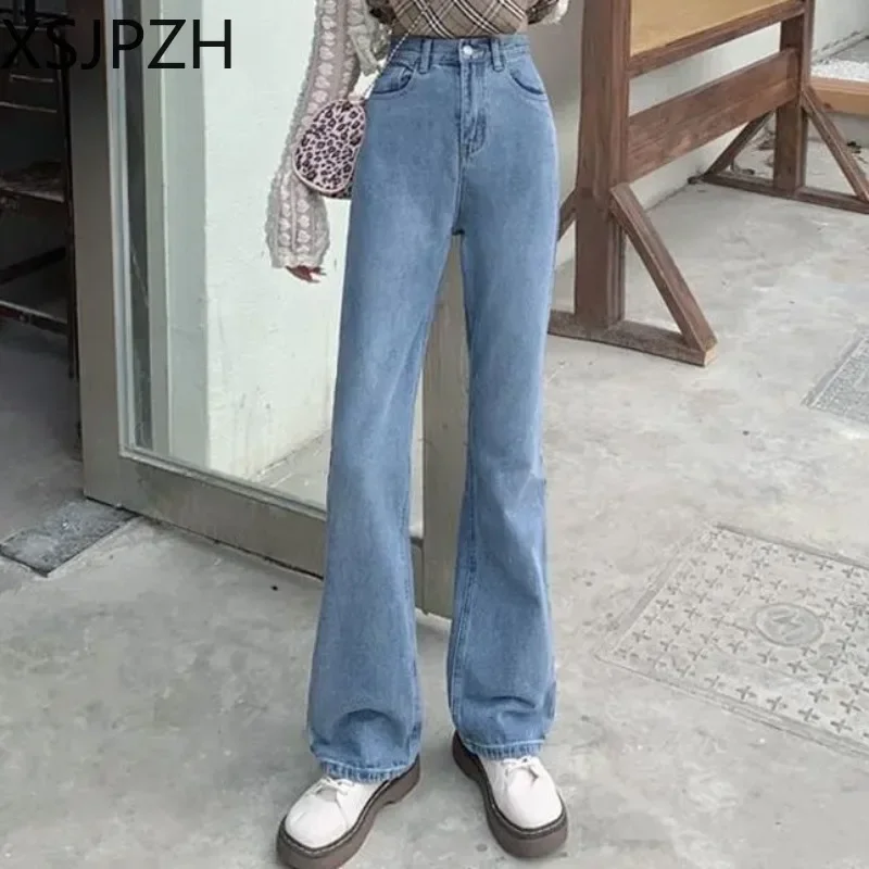 

Women's Pants High Waisted Wide Leg Slimming Tether Design Micro-Flared Trouser Spring New Jeans 2023 Fashion Cowboy Girl Tide