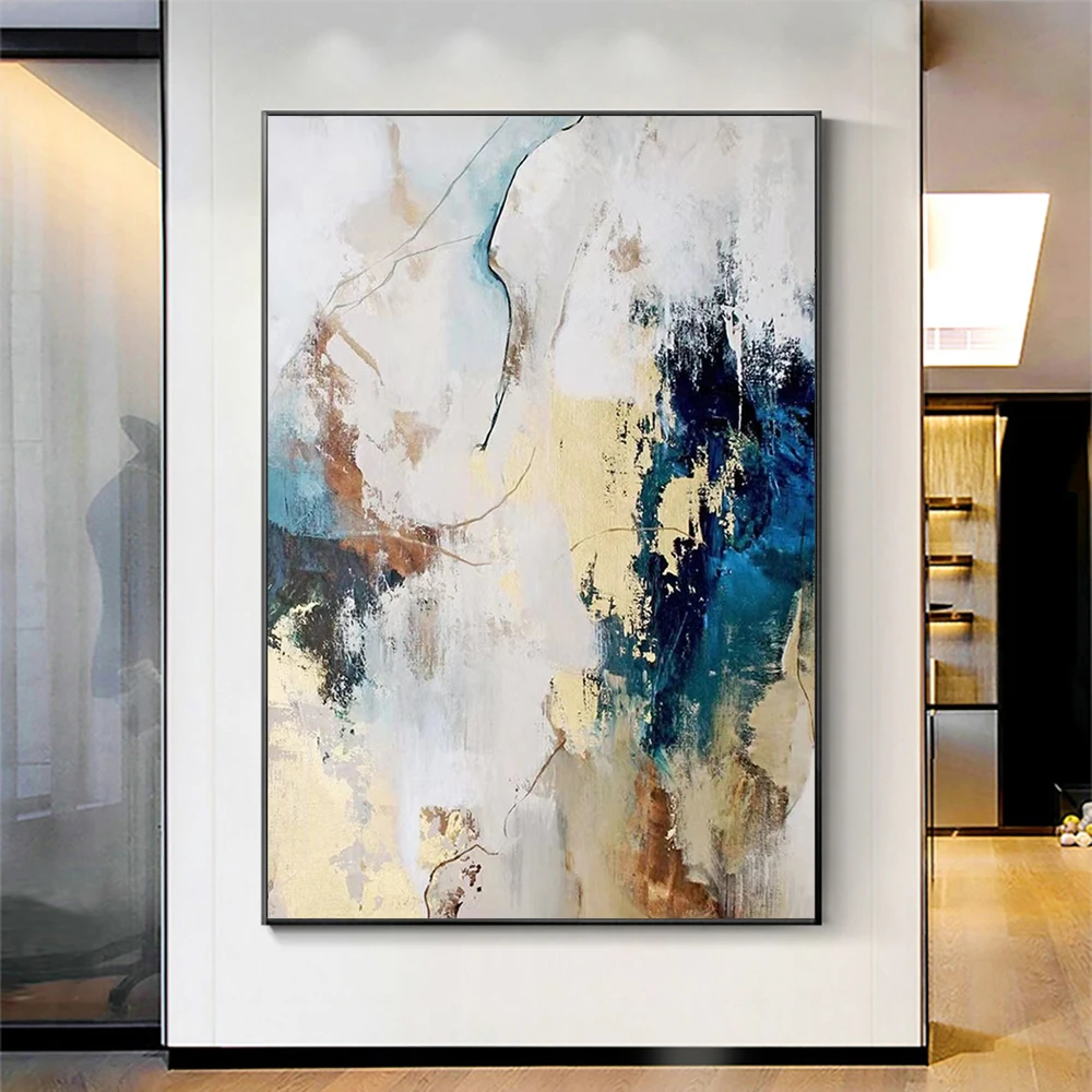 Hand Painted Abstract Painting White Bule Gold Foil Abstract Art Texture Canvas Painting For Living Room Bedroom Wall Decoration
Hand Painted Abstract Painting White Bule Gold Foil Abstract Art Texture Canvas Painting For Living Room Bedroom Wall Decoration