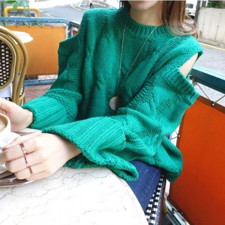 Winter Solid Color Loose Ladies Long-sleeved Pullover Sweater White O-neck New Sexy Hollow Knit Top Korean Fashion Sueter Mujer
Winter Solid Color Loose Ladies Long-sleeved Pullover Sweater White O-neck New Sexy Hollow Knit Top Korean Fashion Sueter Mujer