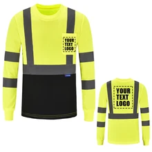 AYKRM Fluorescent Safety T Shirt Hi Vis Workwear Long Sleeve Yellow Work Tops Construction Engineer Reflective Quick Dry AYKRM Fluorescent Safety T Shirt Hi Vis Workwear Long Sleeve Yellow Work Tops Construction Engineer Reflective Quick Dry