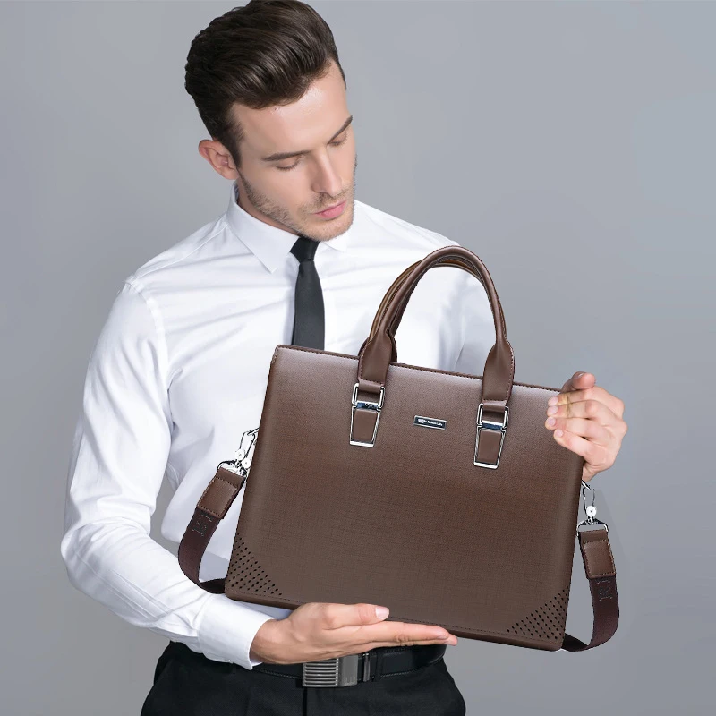 

Executive Briefcase Men Husband PU Leather Handbag Laptop Office Shoulder Business Messenger Work Computer Bag for Documents