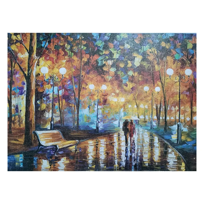

1000 Pcs Jigsaw Puzzles Intellectual Game Learning Education Decompression For Adults Kids Walking In The Rain Night-Drop Ship