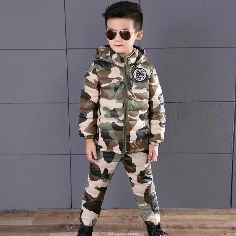 4-11T Boys Winter Warm Clothing Set White Duck Down Jacket Boy Camouflage Hooded Coat Pants Suit 2PCS Outwear
4-11T Boys Winter Warm Clothing Set White Duck Down Jacket Boy Camouflage Hooded Coat Pants Suit 2PCS Outwear