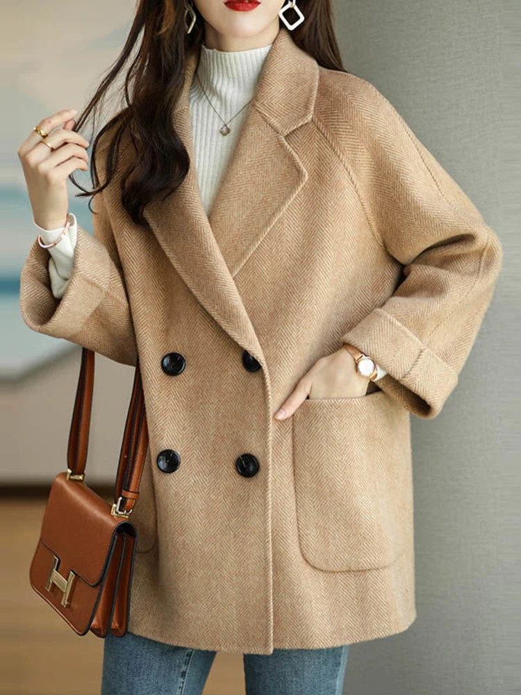 FTLZZ Spring Autumn Office Lady Turn-down Collar Double Breasted Jacket Vintage Women Striped Woolen Jacket Coat
FTLZZ Spring Autumn Office Lady Turn-down Collar Double Breasted Jacket Vintage Women Striped Woolen Jacket Coat