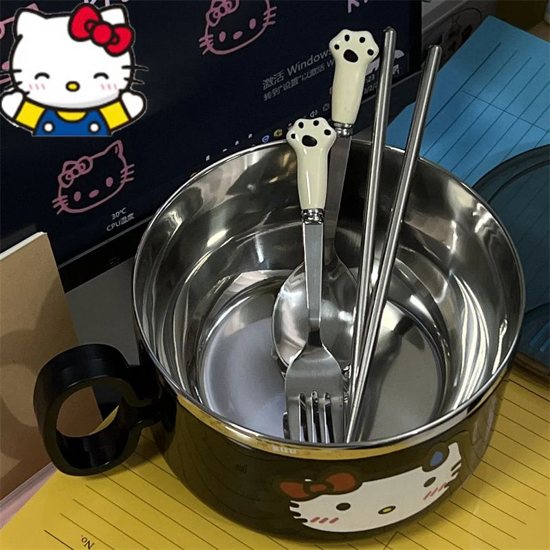 Sanrio Hello Kitty Kawaii Cartoon Household Tableware Stainless Steel Bowl Spoon Fork Primary School High Capacity Noodle Bowls
Sanrio Hello Kitty Kawaii Cartoon Household Tableware Stainless Steel Bowl Spoon Fork Primary School High Capacity Noodle Bowls