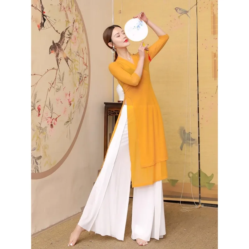 Classical dance practice suit, women's flowing clothing, performance suit, gauze clothing, dance rhyme, yoga performance set
Classical dance practice suit, women's flowing clothing, performance suit, gauze clothing, dance rhyme, yoga performance set