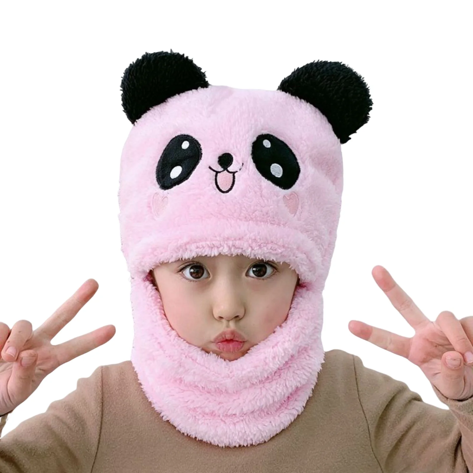 

Winter Panda Scarf Beanies Hat Warm Ski Winter Hat Scarf with Fleece Lining for 1-5 Year Old Boys Girls