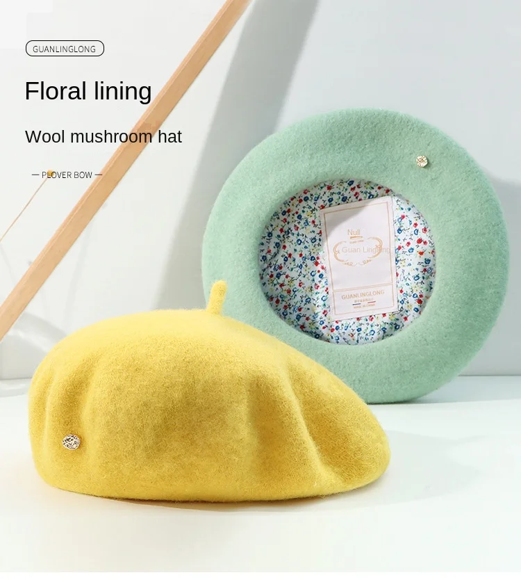 Hat Winter Cap Wool Beret Original Floral Lining Dome Caps women's Cap Simple Warm painter's Hats Free Shipping
Hat Winter Cap Wool Beret Original Floral Lining Dome Caps women's Cap Simple Warm painter's Hats Free Shipping