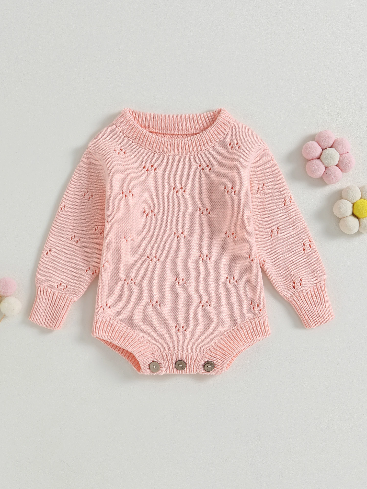 Baby Girl Knitted Sweater Romper with Round Neck and Long Sleeves - Stylish Bodysuit for Newborns
Baby Girl Knitted Sweater Romper with Round Neck and Long Sleeves - Stylish Bodysuit for Newborns