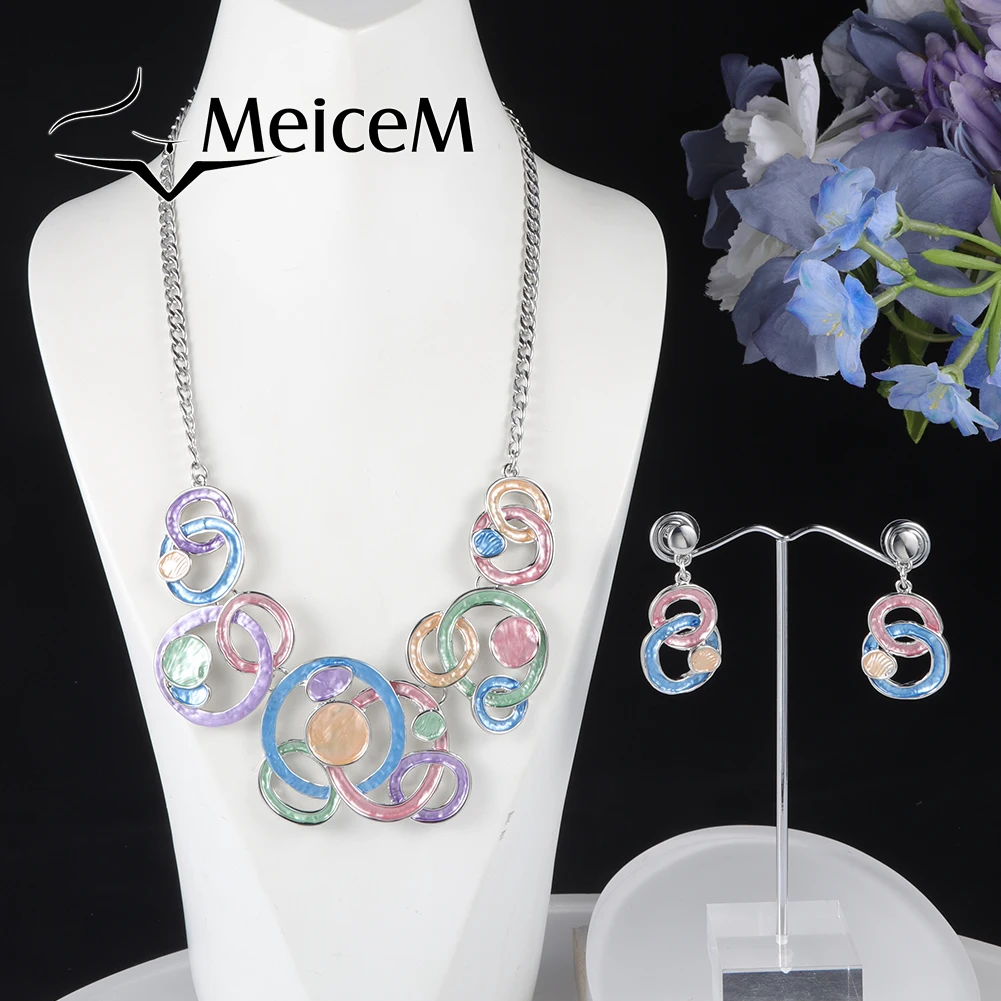 MeiceM Staggered Circle Necklace Fashion Zinc Alloy Neck Choker Enamel Earrings For Women Wedding Jewelry Sets Best Friend Gifts
MeiceM Staggered Circle Necklace Fashion Zinc Alloy Neck Choker Enamel Earrings For Women Wedding Jewelry Sets Best Friend Gifts