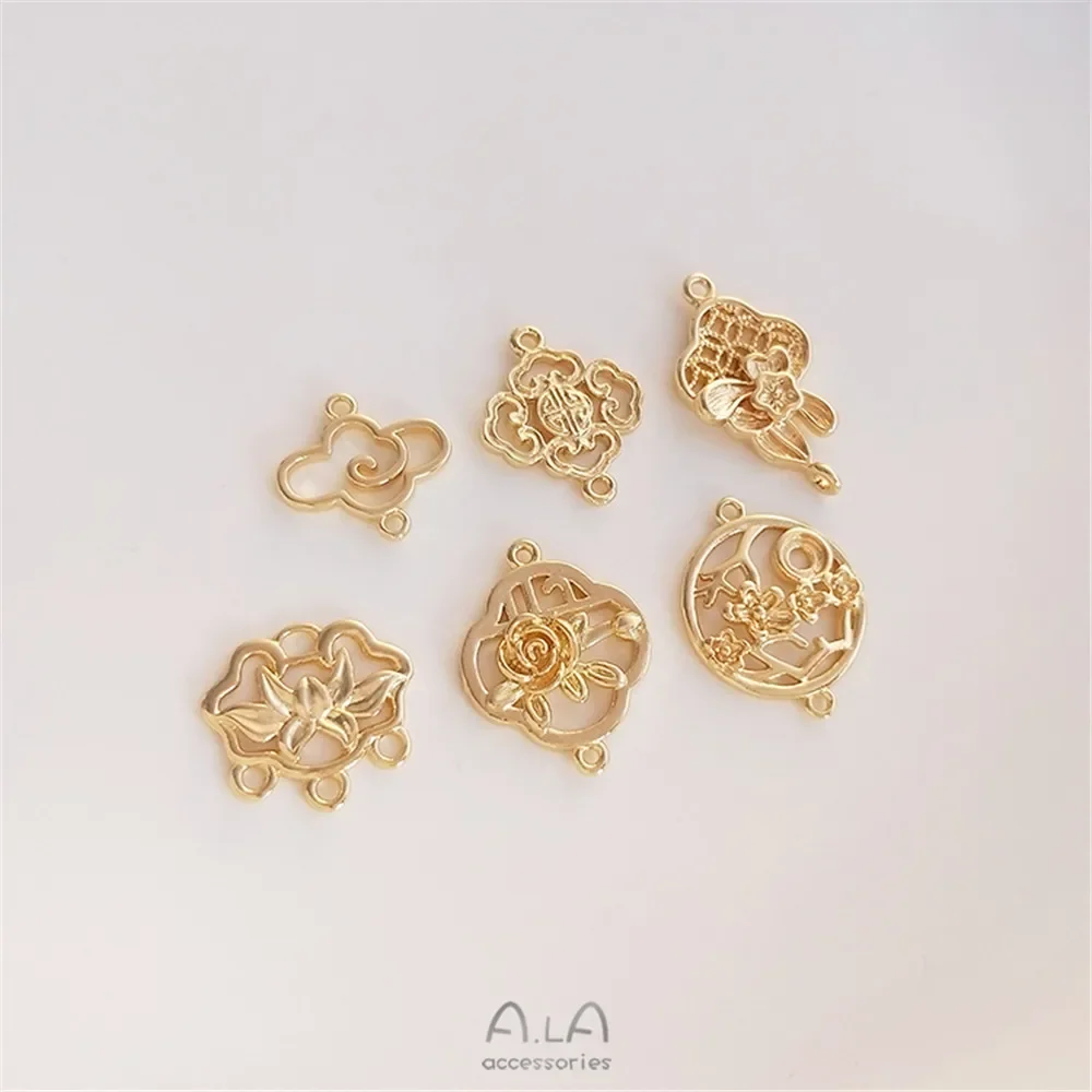 14K gold bao color Xiangyun Ruyi plum window double hanging connecting accessories handmade DIY bracelet earrings hairpin pendan
14K gold bao color Xiangyun Ruyi plum window double hanging connecting accessories handmade DIY bracelet earrings hairpin pendan